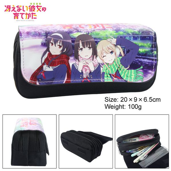 

beauty girl canvas double zipper pencil bag anime pencil case kids girl gift stationery container school supplies