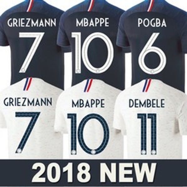 

Thailand Maillot de foot GRIEZMANN #7 POGBA #6 MBAPPE 10 Soccer Jerseys 2018 World Cup MARTIAL MATUIDI KANTE Jersey football DEMBELE Shirts