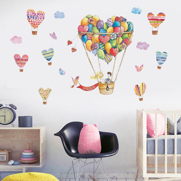 

cute air balloon and heart wall decal art wall stickers home room decor