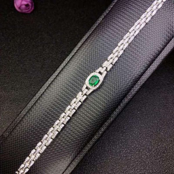 

fidelity natural 5*7mm emerald bracelets s925 sterling silver fashion fine jewelry for women party natural green gemstone, Golden;silver