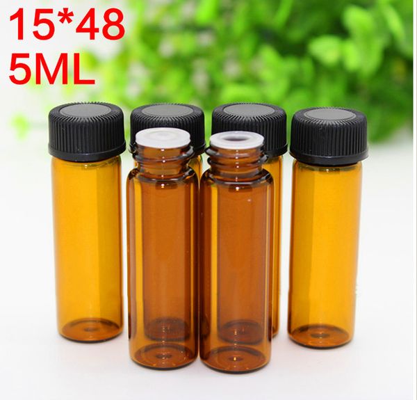 

price 1000pcs 5ml glass amber bottles for essential oil empty cosmetics bottle with screw cap & hole tip for sale