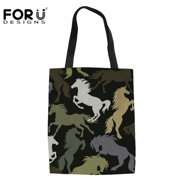 

forudesigns big canvas shopping tote bag crazy horse printed fabric cotton cloth reusable bag women beach handbags grocery bags