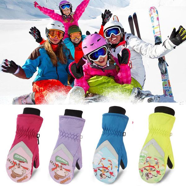 

children winter skiing gloves girls boys outdoor cycling ski gloves thicken windproof kids snow snowboard waterproof