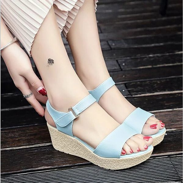 

Женщин комфорт сандалии летние шлепанцы на высоком каблуке мода дамы клинья санд