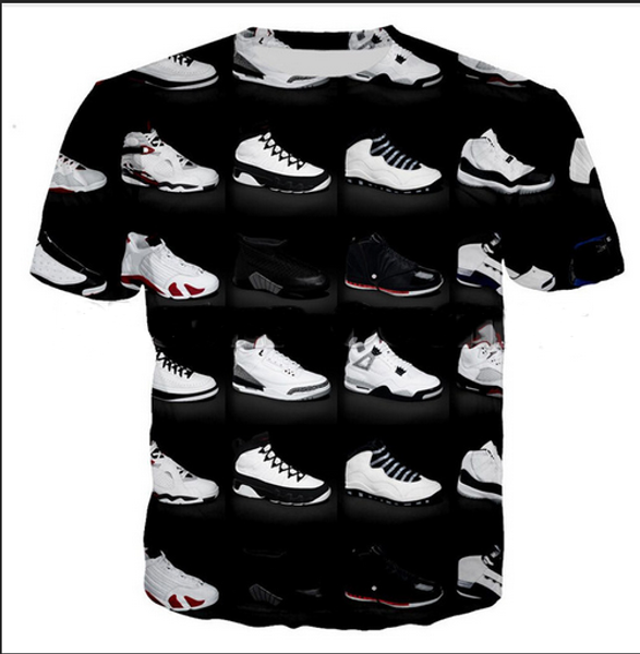 

fashion mens/womans classic shoes summer style funny 3d print casual t-shirt plus size zgx034, White;black