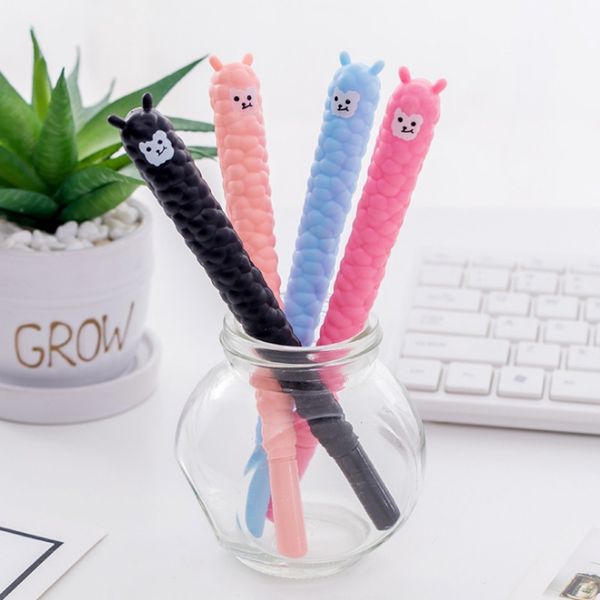 

8 pcs/lot cute grass mud horse alpaca animal gel pen writing pens stationery silicone material office school supplies papelaria