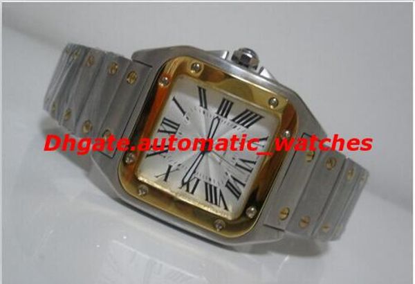 

luxury watches wristwatch galbee xl men's automatic 18kt yellow gold & steel w20099c4 tag watches men watch, Slivery;brown