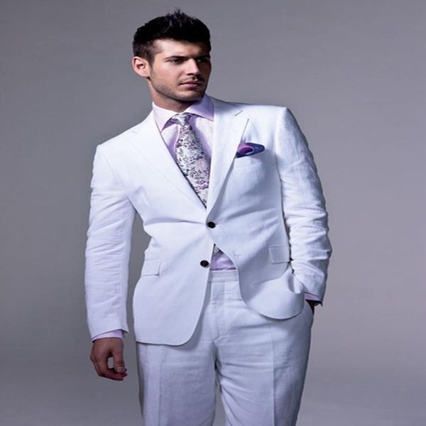 

white linen wedding men suits groom wear slim fit tuxedos 2 pieces (jacket+pants) bridegroom suits man blazer, Black;gray