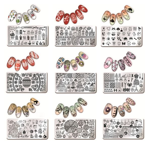 

1 pc nail art stamping template animal girl sea shell starfish design rectangle manicure nail art image plate harunouta l012-031, White