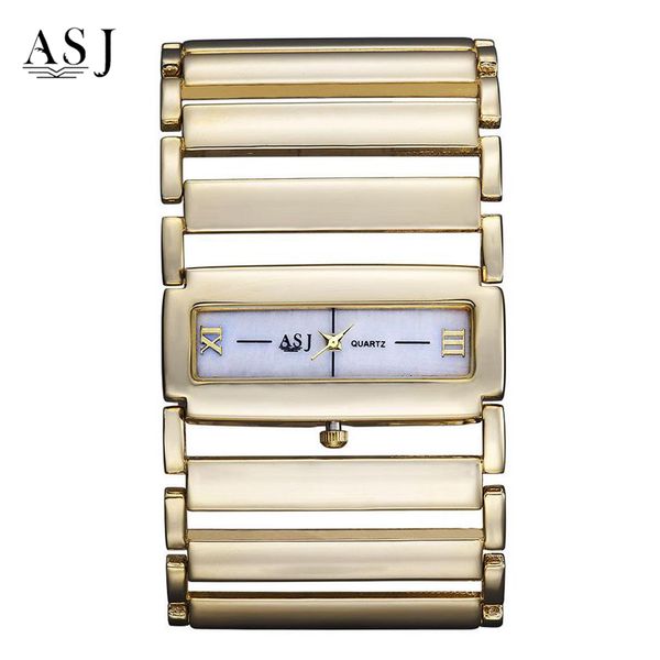 

asj brand bracelet watch women fashion quartz watch stainless steel chain fashion silver gold dresss wristwatch, Slivery;brown