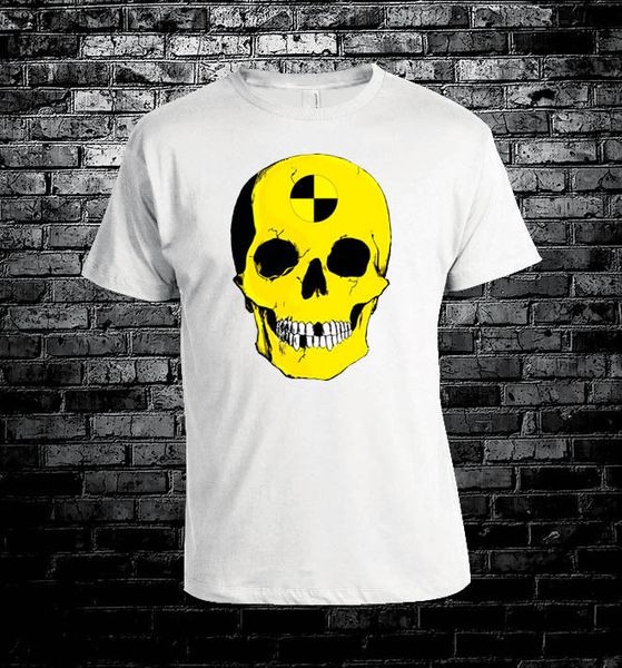 

yellow test skull funny cool t shirt men women unisex, White;black