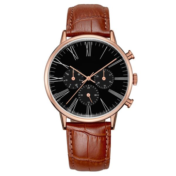 

men's alloy fashion sports watch / men's three eyes casual watch, Slivery;brown