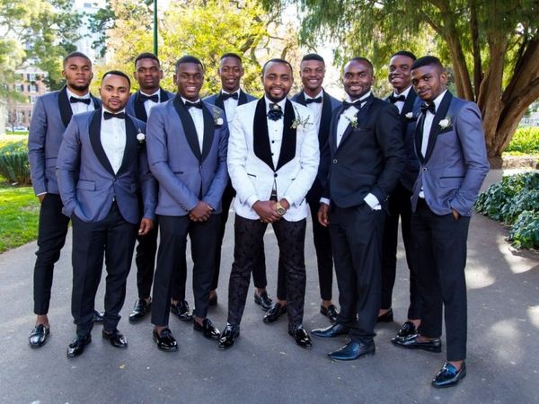 

popular men's wedding special suit shawl collar groom tuxedos coat waistcoat trousers custom made (jacket+pants+vest+bow tie) j873, Black;gray