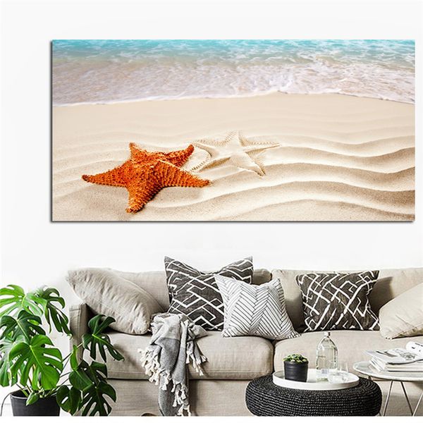 

beach sea wave seascape starfish canvas painting poster print cuadros scandinavian modern nursery wall picture for living room