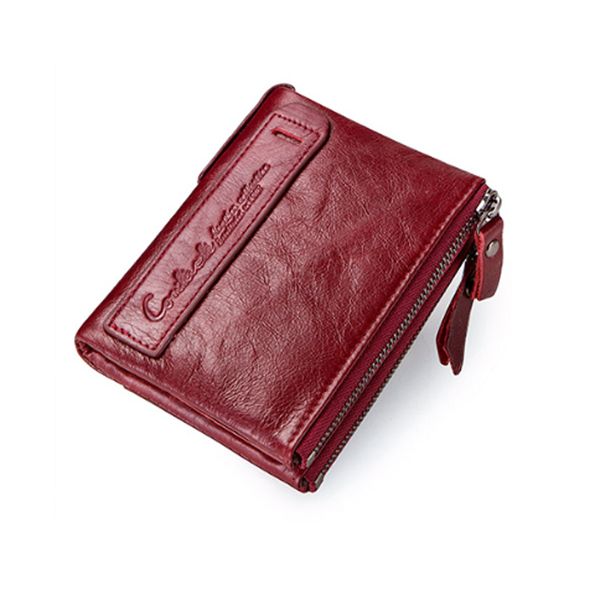 

cow leather wallet women coin purse small male clutch wallet hasp mens money bag card holder slim ing, Red;black