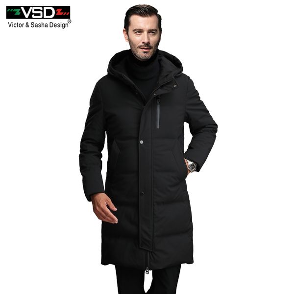 

vsd winter new duck down jacket longer coat's men's fashion father clothing casual jackets thickening parkas vs1868, Black