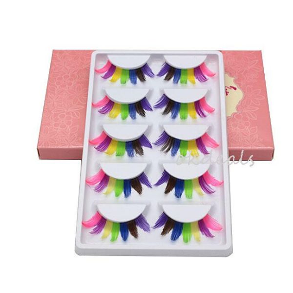 

Wholesale 5 Pairs Women Lady Fancy Colorful Feather Fake Eyelashes Party Soft False Eye Lashes Makeup Tools