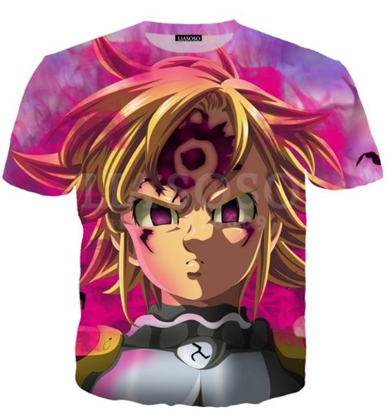 

новые моды женщин / mens аниме nanatsu нет taizai семь смертных грехов дракона смешные 3d печати t-shirt summer casual tees aa592, White;black