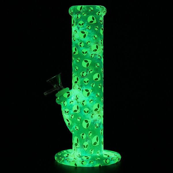 

Glow in the dark Alien silicone straight bong oil rig Out of print customization Bongs Shisha Hookah Silicone Smoking Water Pipes Bongs