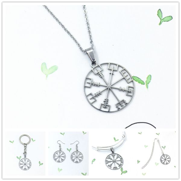 

10 шт./лот Vegvisir ожерелье Викинг рунические закладки серьги Викинг компас браслет б