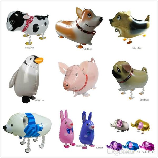 

walking pet 10 animals mixed elephant penguins aluminum foil balloon automatic sealing kids balloon toys gift birthday party supplies