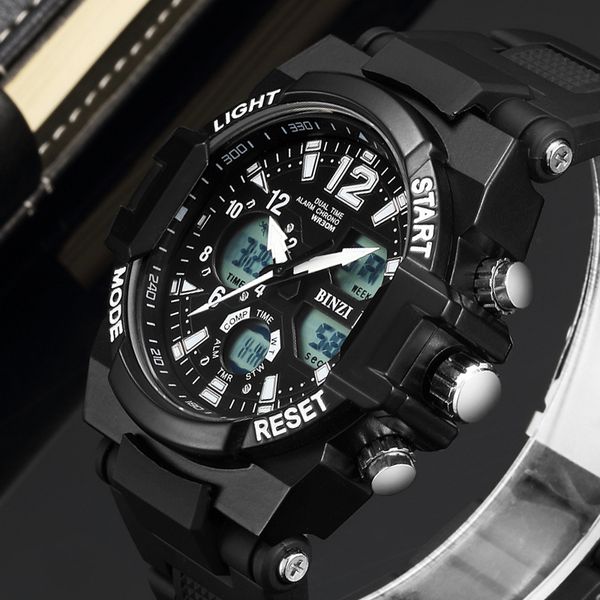

sport men watches army style led digital student electronic waterproof dual display quartz watch relogio masculino xfcs, Slivery;brown