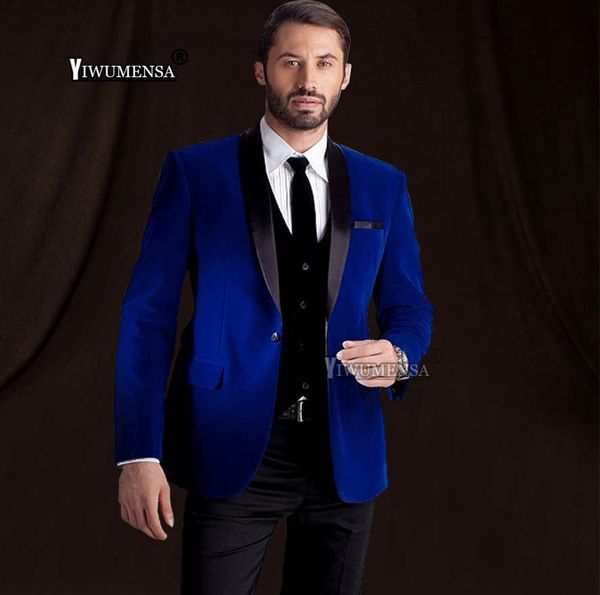 

yiwumensa traje hombre boda velet men suits with pants grooman wedding suits for mens custom made costume mariage homme 2018, White;black
