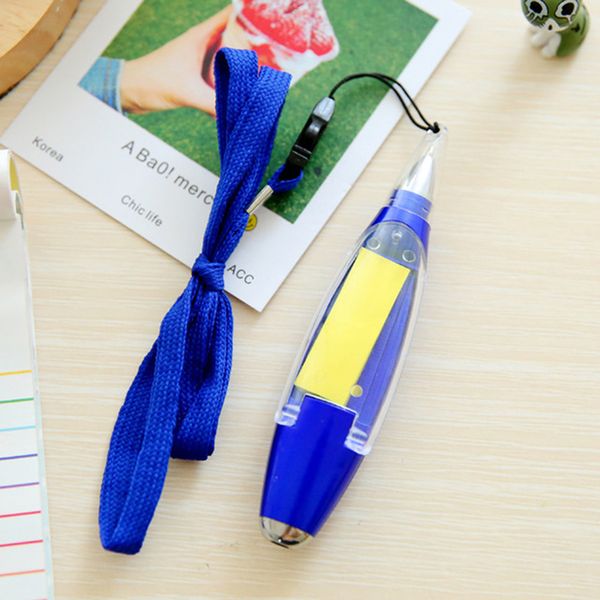 

plastic ballpoint pen creative ball pen with memo pad light lanyard reporter blue, Blue;orange