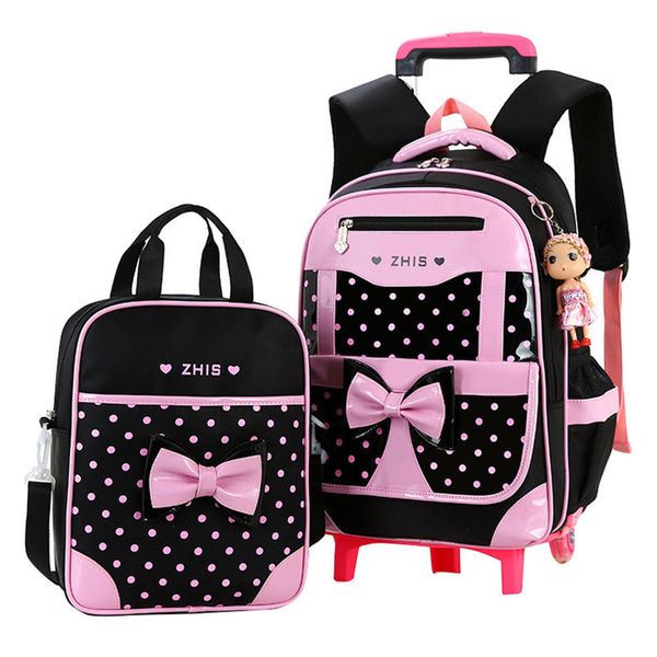 

removable children school bags with 2 wheels child waterproof trolley backpack kids wheeled bags boys girls bookbag y18110107