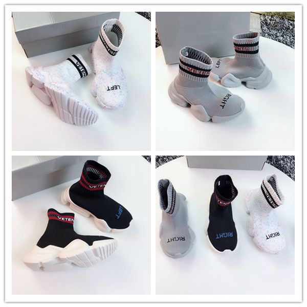 

sock shoe speed trainer running kids shoes with box sneakers speed trainer socks race runners shoes boys and girl sports shoes, Black;red