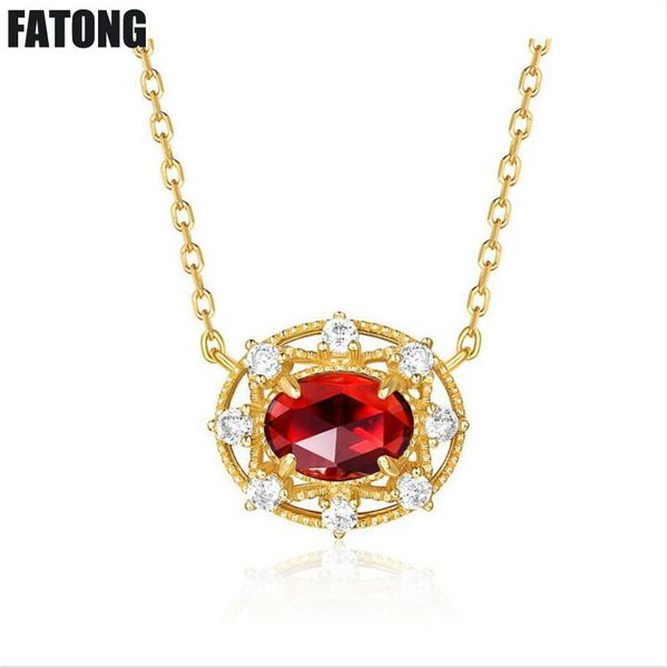 

925 sterling silver garnet blue z personality versatile celebrity style elegant white ladies 9k gold necklace. j0134