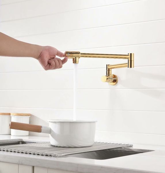 2020 2018 Antique Brass Pot Filler Kitchen Faucet Wall Mounted