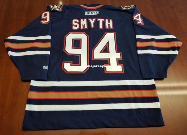 

custom ryan smyth vintage edmonton oilers ccm hockey jersey blue mens retro jerseys, Black;red
