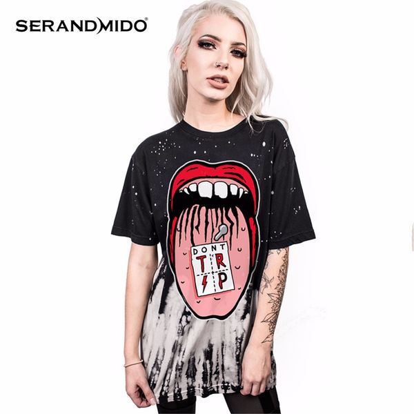 

wholesale-serandmido 3d printed t-shirts summer punk rock women t shirt large sizes woman clothes 2017 new fashion funny sm17t103-14, White