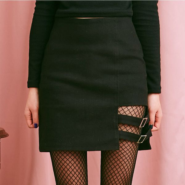 

women's skirts mini asymmetrical saias black high waist female jupe 2018 female personality party short skirt 8l0832