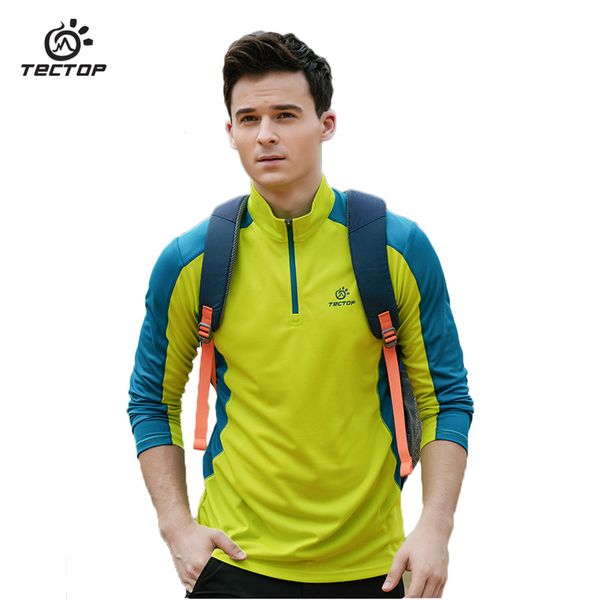

tecspring outdoor running long sleeve t shirt hiking breathable sport sweatshirt camp fishing men quick dry t-shirt, Black;blue