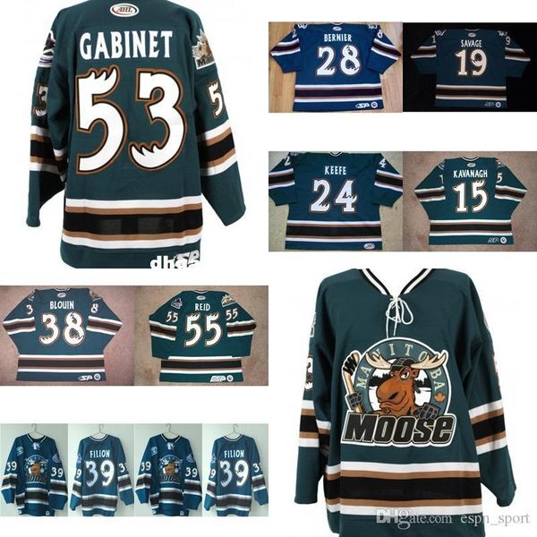 

custom 2017 new ahl mens womens kids manitoba moose 24 keefe 15 pat kavanagh 19 savage 100% embroidery custom ice hockey jerseys goalit cut, Black;red