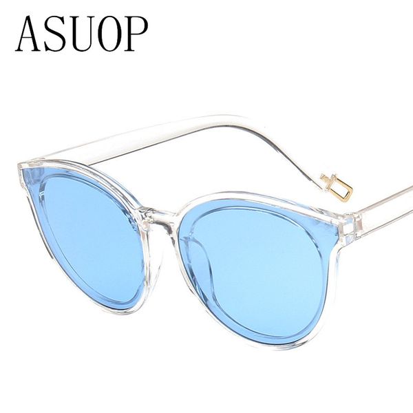 

asuop new sunglasses women's men brand design retro transparent colorful cat eye care sunglasses female glasses uv400, White;black