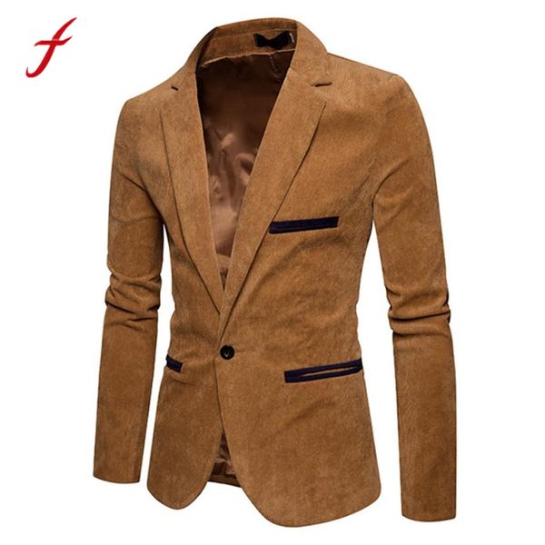 

feitong 2018 new fashion men blazers autumn men's autumn winter casual corduroy slim long sleeve coat blazers blazer, White;black