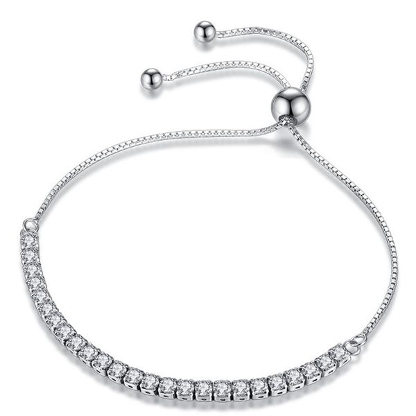 

adjustable charm bracelets for women classic cubic zirconia silver color chain link bangle jewelry cz crystals from swarovski whbk11, Black