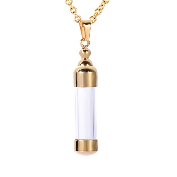 

idj9887 forever love perfume glass container cylinder tube urn memorial keepsake pendant cremation jewelry for ashes holder, Silver