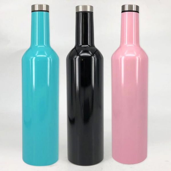 

750ml vacuum wine bottle 7 colors stainless steel flask double wall insulated beer wine glasses travel water bottle mugs kids cup ooa5872