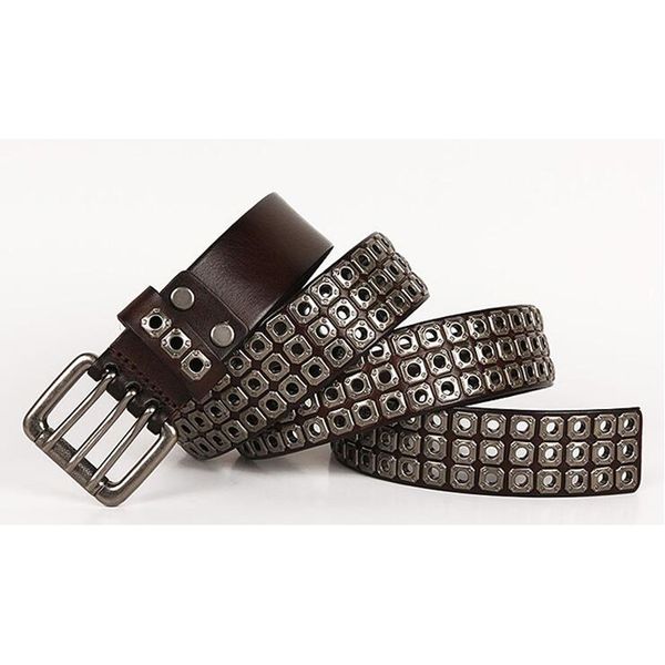 

2019 новый тяжелый металл ковбой панк ремень натуральная кожа хип-хоп ремни мужчины крест заклепки джинсы ремень мужской ремень ceinture hom, Black;brown