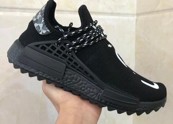 

Discount cheap mens Hu Trail Equality Jogging Running Shoes,Black Canvas Pharrell x Hu.Trail Holi Human Race Running Training Sneakers