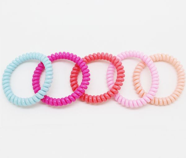 

10pcs/bag hair elastics for girls selling telephone hair ties colorful thin telephone wire for long hair fashion ropes ponytail holder, Golden;silver