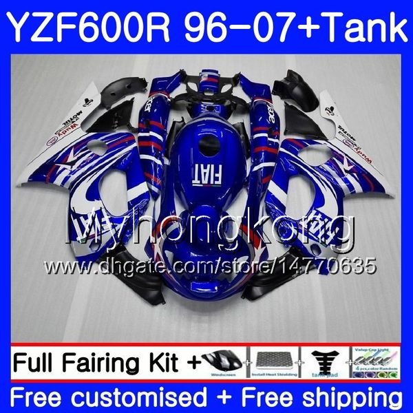 Body + Tanque para YAMAHA YZF600R Thundercat azul brilhante branco 02 03 04 05 06 07 229HM.27 YZF 600R YZF-600R 2002 2003 2004 2005 2006 2007 Carenagem