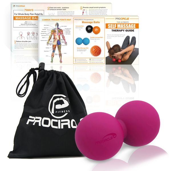 

procircle peanut lacrosse ball - double massage ball for myofascial release and trigger point therapy with bag
