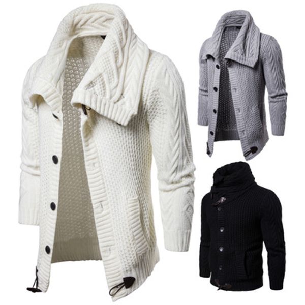 

2018 осень новый мужской сплошной цвет вязать кардиган европа и модели взрыва свитер куртка бесплатная доставка, White;black