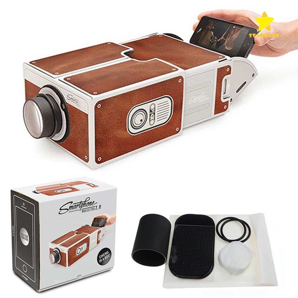 

Led martphone projector diy cardboard mobile phone projector portable cinema without power upply for home cinema