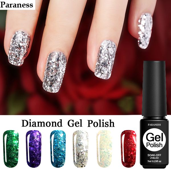

paraness shimmer color glitter gel varnish 3d shiny star diamond uv gel nail polish soak off nail art led lacquer, Red;pink